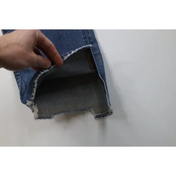 Vintage Y2K Lucky Brand Mens 32x32 Distressed Flared Wide Leg Denim Jeans Blue